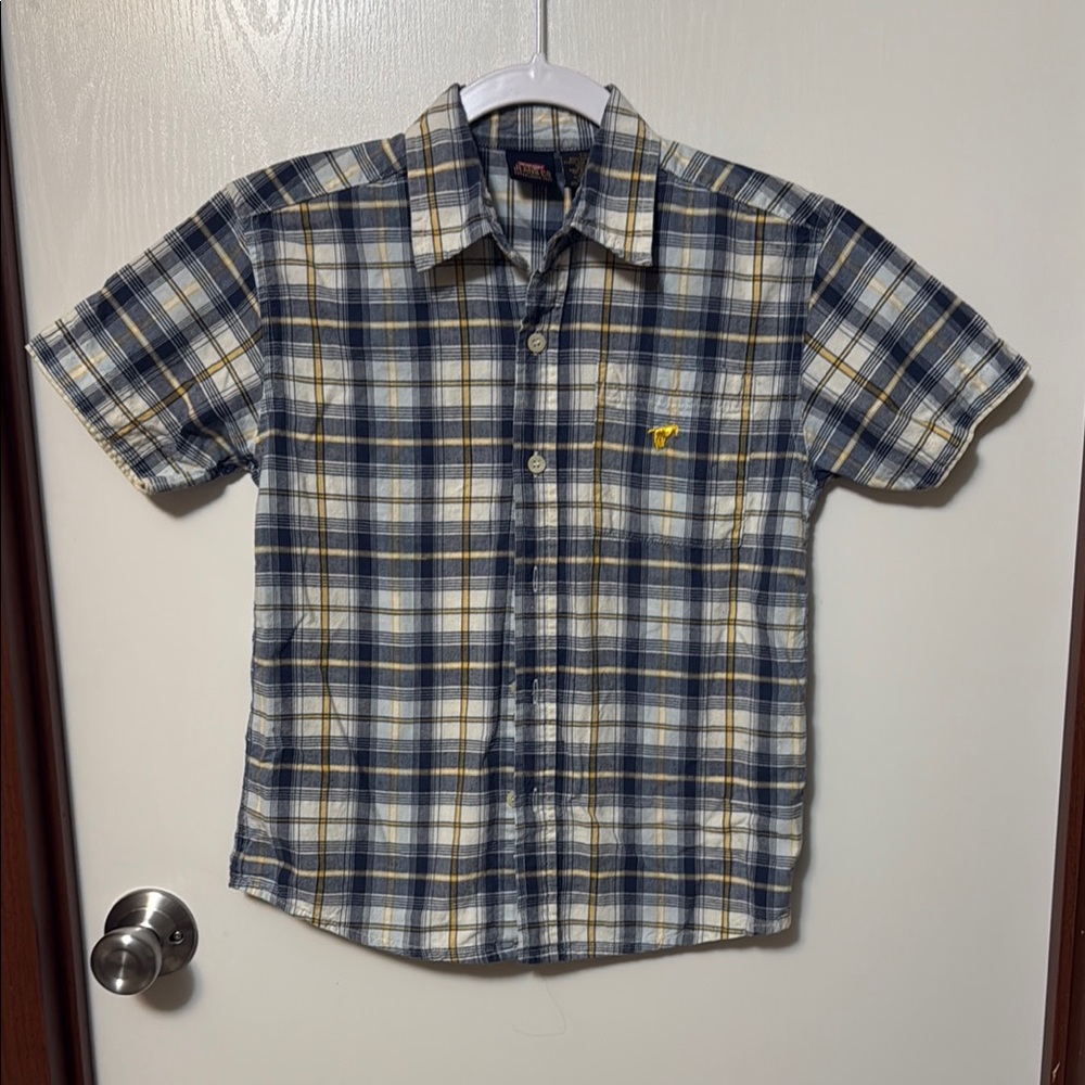 Wrangler Boy’s Blue and Yellow Plaid Shirt Size S (6-7)